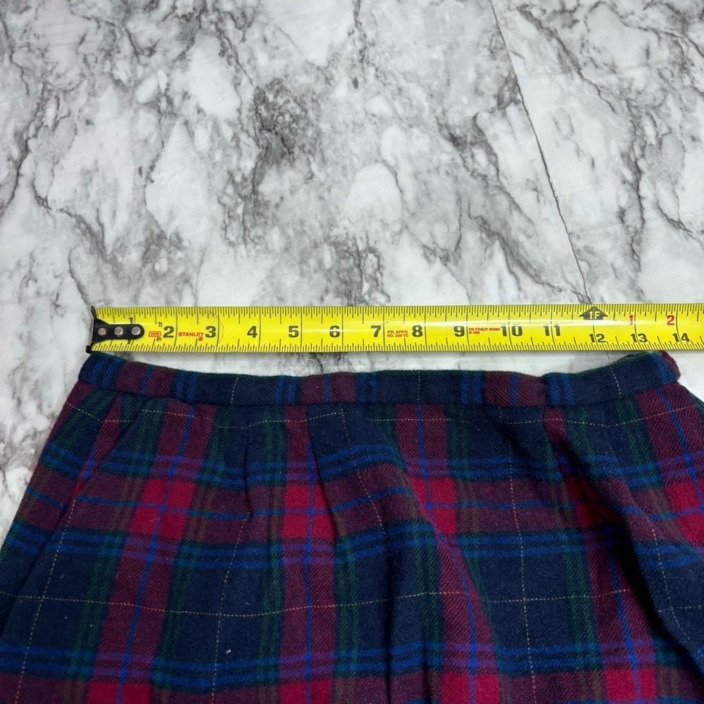 Pendleton vintage plaid Skirt pure Wool navy red blue 26 waist Flaw- liner - Picture 9 of 9